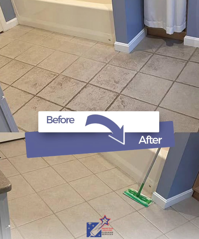 Tile and grout before and after cleaning